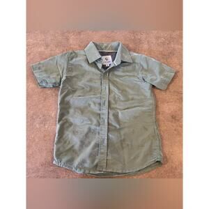 Craft + Flow Sage Green Short Sleeve ButtonDown Shirt Dinosaur Print Boys 5